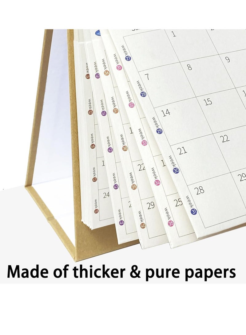 تقويم 2025، تقويم مكتبي واقف ذو قلابات، مخطط يومي أسبوعي شهري، جدول مكاتب، لوازم مكتبية ومدرسية، تقويم حلزوني (ألوان مائية) - Image 3