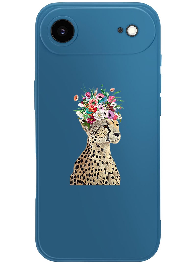 Theodor Protective Slim Fit Case Liquid Silicone Cover with Full Body Protection Anti-Scratch Shockproof Case For Apple iPhone 17 Air (Blue) Cheetah Flower - Image 1
