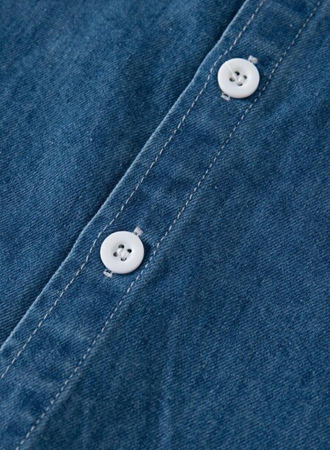 يونيكي Blue Collared Long Sleeve Solid Shirt - Image 4