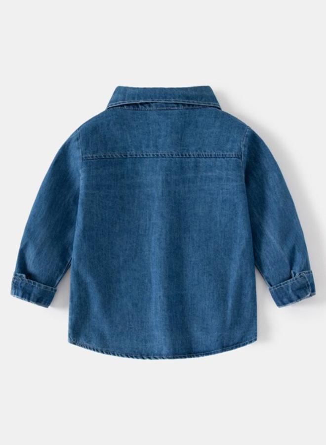 يونيكي Blue Collared Long Sleeve Solid Shirt - Image 2