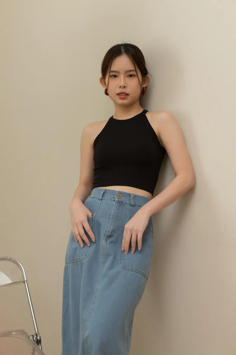Celary Women’s Ribbed High Neck Sleeveless Crop Top - Soft Stretchable Tank Top for Casual Summer Wear - Image 2