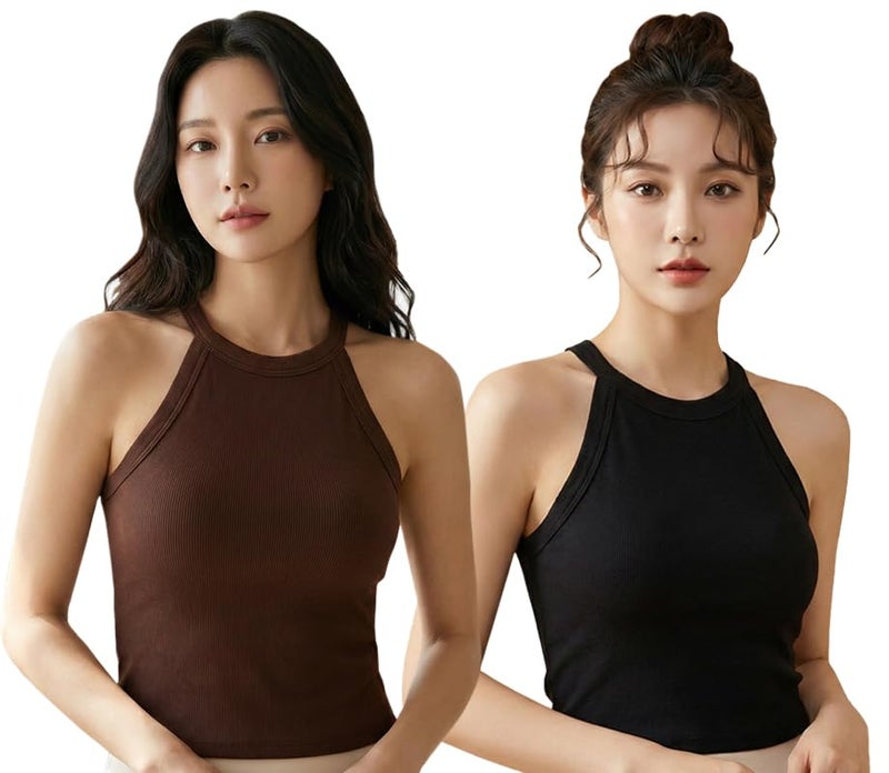 Celary Women’s Ribbed High Neck Sleeveless Crop Top - Soft Stretchable Tank Top for Casual Summer Wear - Image 1