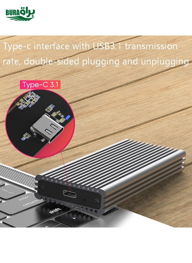 BURAQ - M.2 NVME / NGFF Mobile Hard Disk Box TYPE-C3.1 Notebook External Solid State Drive Box, Style: PC280K NVME Single Cable - Image 1