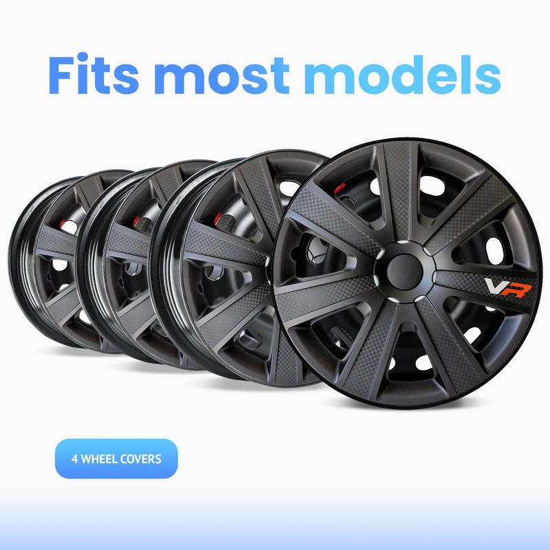 Alpena VR Carbon Vehicle Wheel Covers, Premium European-Made Rim Covers with 3-Step Retention System, Durable Hub Caps Fits Most Steel Wheels, Set of 4, 15 Inch, Black - Image 5