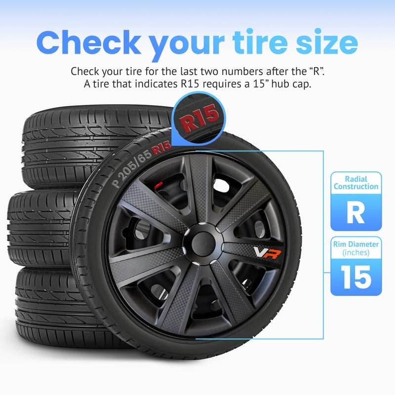 Alpena VR Carbon Vehicle Wheel Covers, Premium European-Made Rim Covers with 3-Step Retention System, Durable Hub Caps Fits Most Steel Wheels, Set of 4, 15 Inch, Black - Image 4