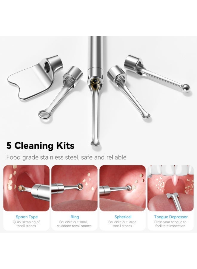 M MIAOYAN WiFi Visual Tonsil Stone Remover Kit, 1080P HD Oral Endoscope Camera with 5 Stainless Steel Tips, Tonsil Stone Removal Tool for Smartphone - Image 4