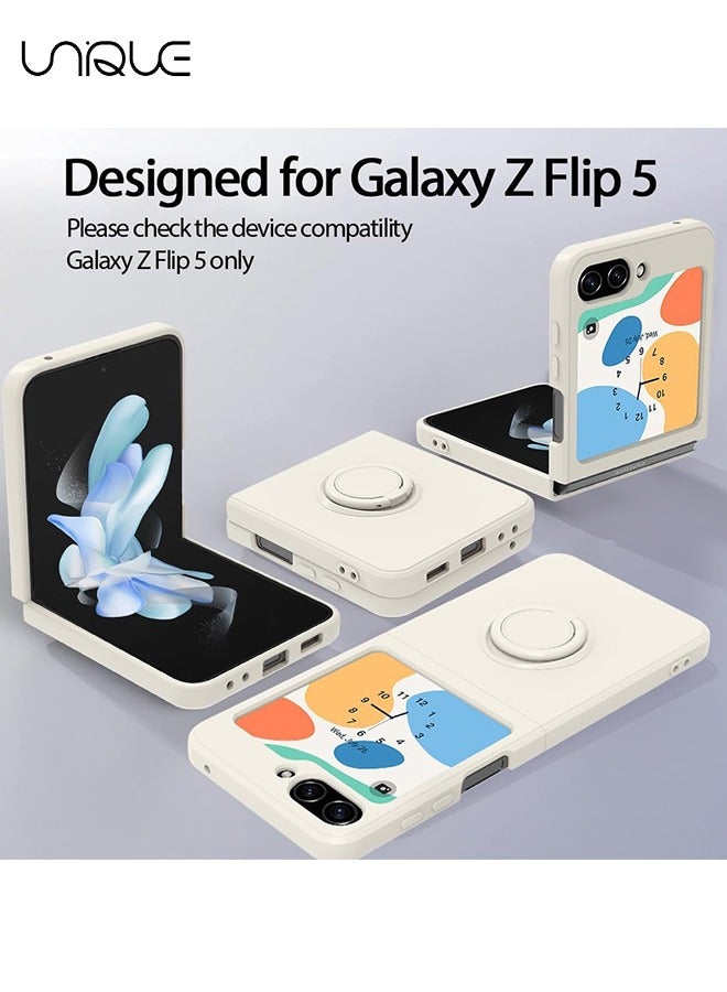 Unique For Samsung Galaxy Z Flip 5 Phone Case with Ring Stand Shockproof Full Body Protection Phone Case for Galaxy Z Flip 5 5G 6.7 Inch, White - Image 5
