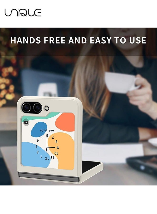 Unique For Samsung Galaxy Z Flip 5 Phone Case with Ring Stand Shockproof Full Body Protection Phone Case for Galaxy Z Flip 5 5G 6.7 Inch, White - Image 3