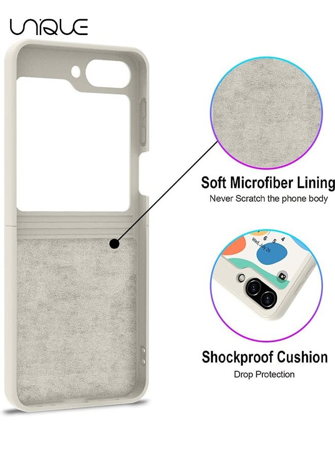 Unique For Samsung Galaxy Z Flip 5 Phone Case with Ring Stand Shockproof Full Body Protection Phone Case for Galaxy Z Flip 5 5G 6.7 Inch, White - Image 2