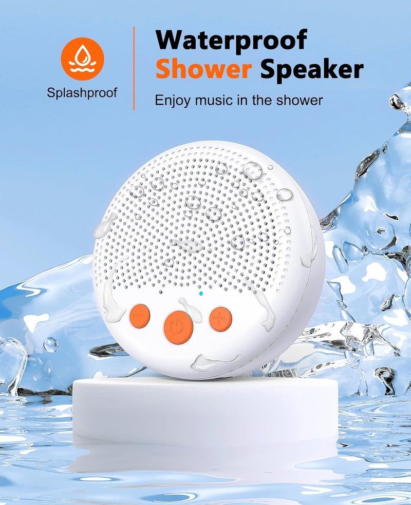 Kunodi Shower Speaker, Bluetooth Waterproof Speaker Wireless, Portable Speaker with Clear Loud Sound, Suction Cup, Lanyard, Ideas Gifts (White) - Image 2