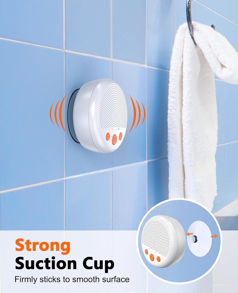Kunodi Shower Speaker, Bluetooth Waterproof Speaker Wireless, Portable Speaker with Clear Loud Sound, Suction Cup, Lanyard, Ideas Gifts (White) - Image 4