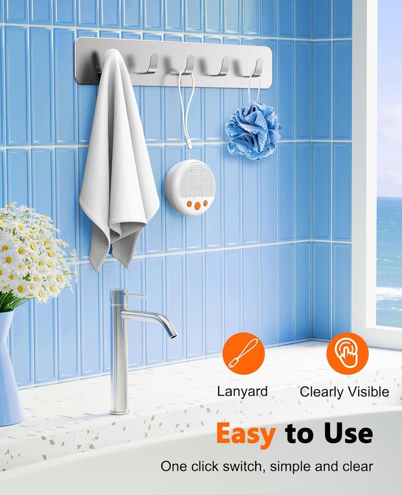 Kunodi Shower Speaker, Bluetooth Waterproof Speaker Wireless, Portable Speaker with Clear Loud Sound, Suction Cup, Lanyard, Ideas Gifts (White) - Image 5