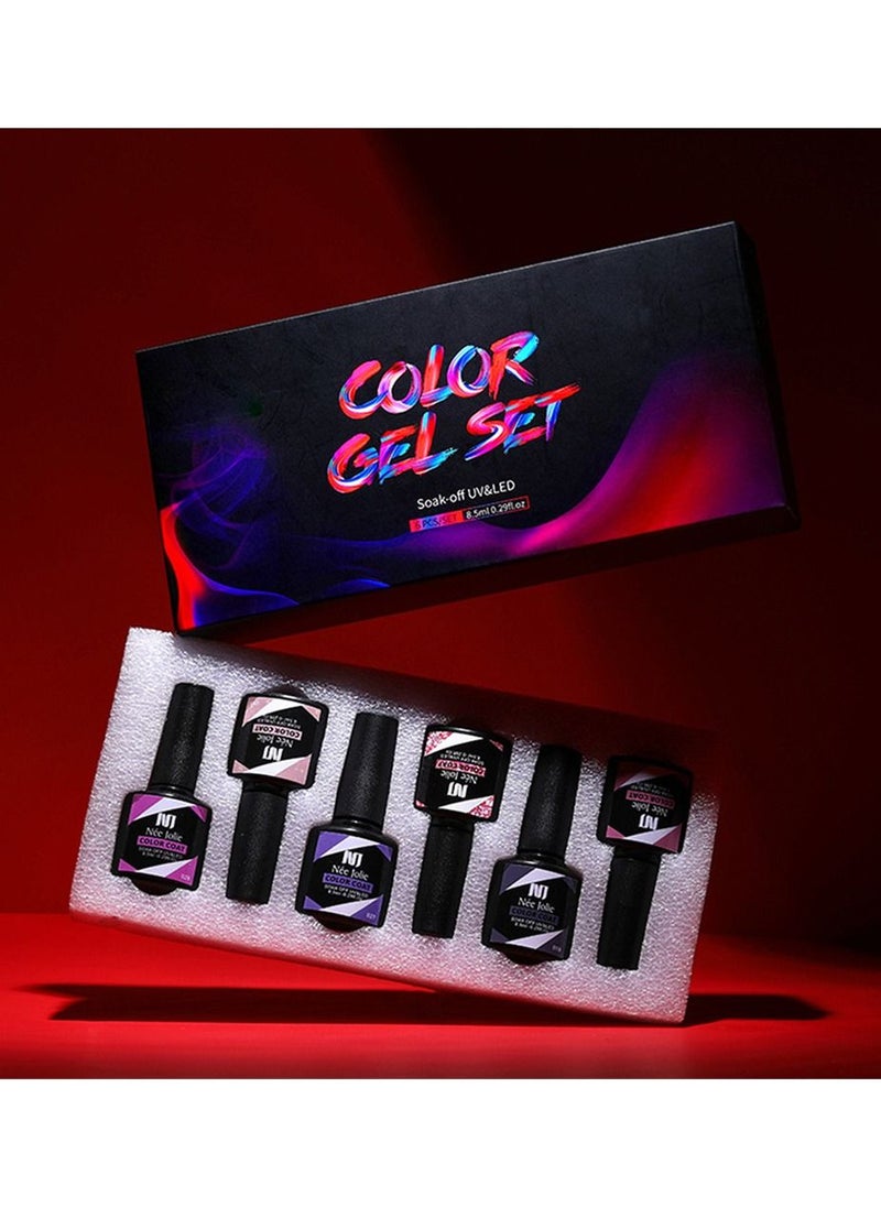 Nee Jolie Color Gel Set, 6Pcs Gel Nail Polish Kit, Soak Off UV LED Nail Lamp, Nail Art Design DIY Home Gift Set for Women Girl  - Image 2