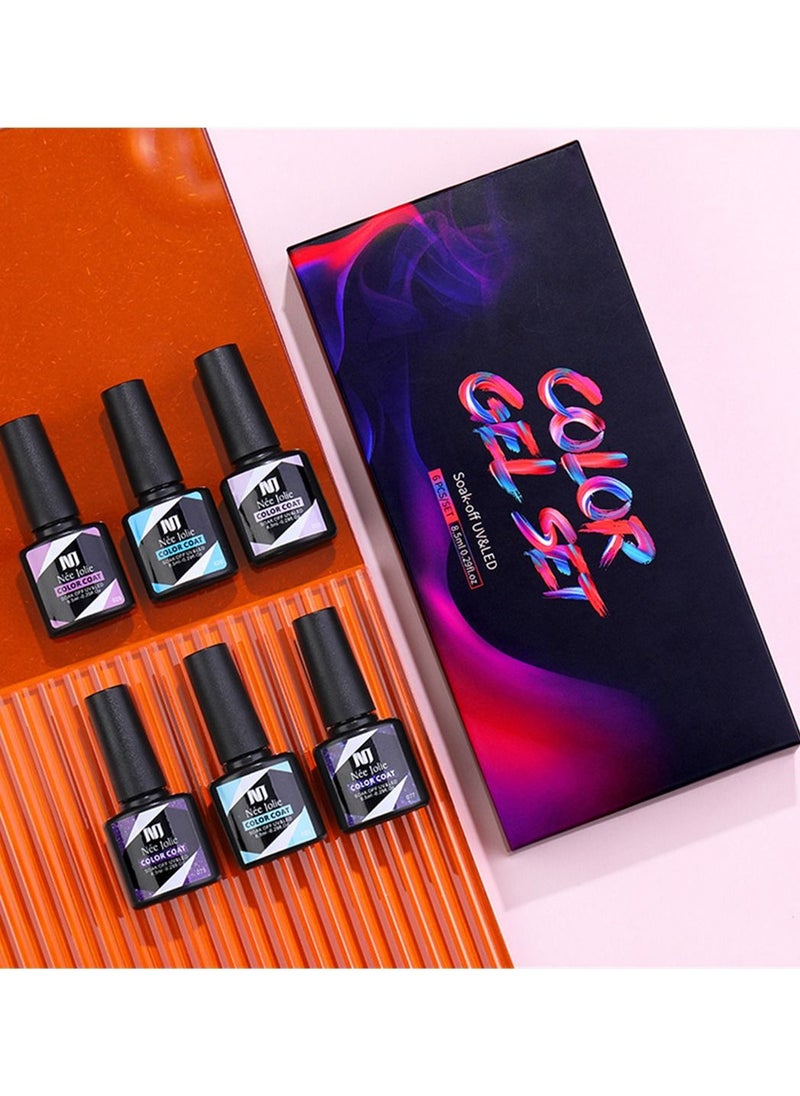 Nee Jolie Color Gel Set, 6Pcs Gel Nail Polish Kit, Soak Off UV LED Nail Lamp, Nail Art Design DIY Home Gift Set for Women Girl  - Image 3