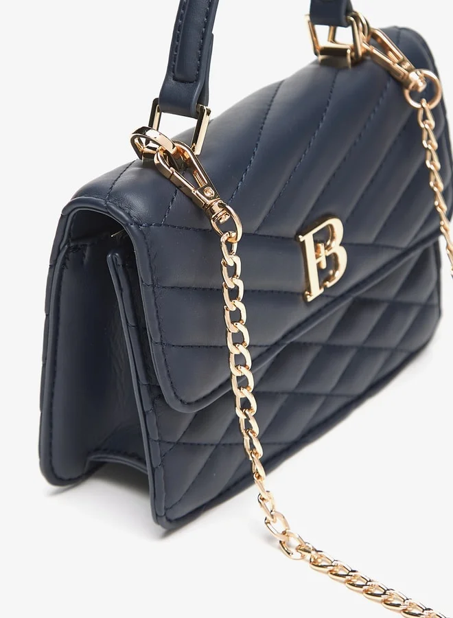 Flora Bella By Shoexpress Women Quilted Satchel Bag with Grab Handle and Chain Strap