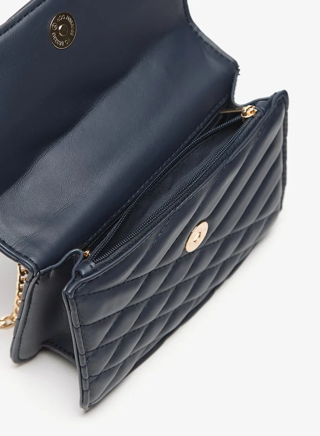 Flora Bella By Shoexpress Women Quilted Satchel Bag with Grab Handle and Chain Strap