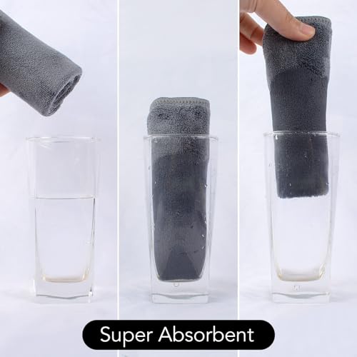 SINLAND Microfiber Facial Cloths Fast Drying Washcloth 12inch x 12inch Grey 6 pack … - Image 4