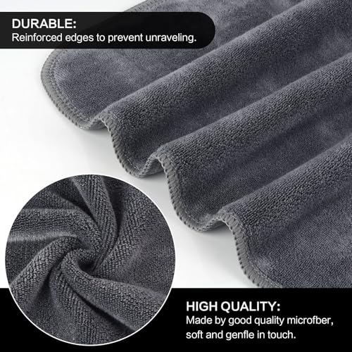 SINLAND Microfiber Facial Cloths Fast Drying Washcloth 12inch x 12inch Grey 6 pack … - Image 3