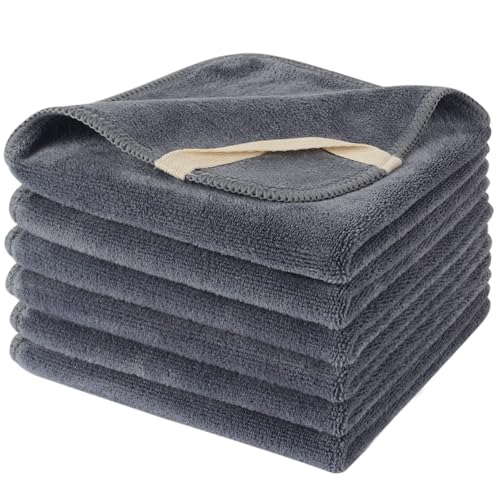 SINLAND Microfiber Facial Cloths Fast Drying Washcloth 12inch x 12inch Grey 6 pack … - Image 1
