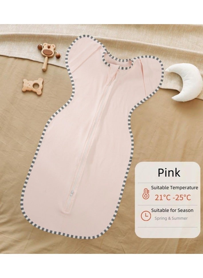 شراء جوي لفافة قماط للأطفال مقاس M، كيس نوم للأطفال، كيس نوم للأطفال مع ذراعين، لفافة قماط للأطفال حديثي الولادة بسحاب ثنائي الاتجاه، مناسب للأطفال من سن 3 إلى 9 أشهر، مناسب للأطفال من وزن 5 إلى 7.5 كجم (وردي) - Image 5
