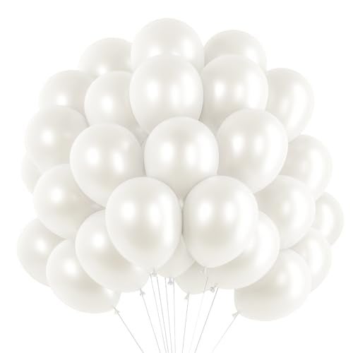 RUBFAC 120pcs Pearl White Balloons 12 Inches White Balloons, Bright Color Latex Party Ballons for Birthday Baby Shower Wedding Party Supplies Garland Arch Decoration - Image 1