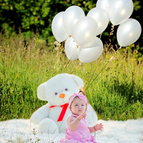 RUBFAC 120pcs Pearl White Balloons 12 Inches White Balloons, Bright Color Latex Party Ballons for Birthday Baby Shower Wedding Party Supplies Garland Arch Decoration - Image 4