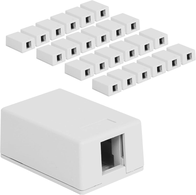 ICC 1-Port Surface Mount Box, White, Works with Wide and Slim Profile Keystone Jacks (Sold Separately), Compact Outlet for Voice and Data Connections, UL Listed TAA Compliant, IC107BC1WH, 25-Pack - Image 1