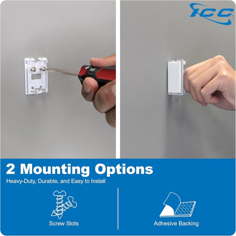 ICC 1-Port Surface Mount Box, White, Works with Wide and Slim Profile Keystone Jacks (Sold Separately), Compact Outlet for Voice and Data Connections, UL Listed TAA Compliant, IC107BC1WH, 25-Pack - Image 3