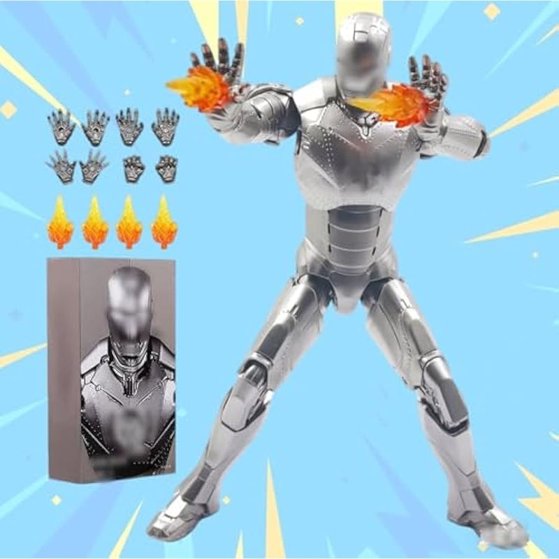 Ironman MK2 Collectible Action Figure,7 Inch 10th Anniversary Metal Texture Painting Movable Mark Model Toys (MK II) - Image 1