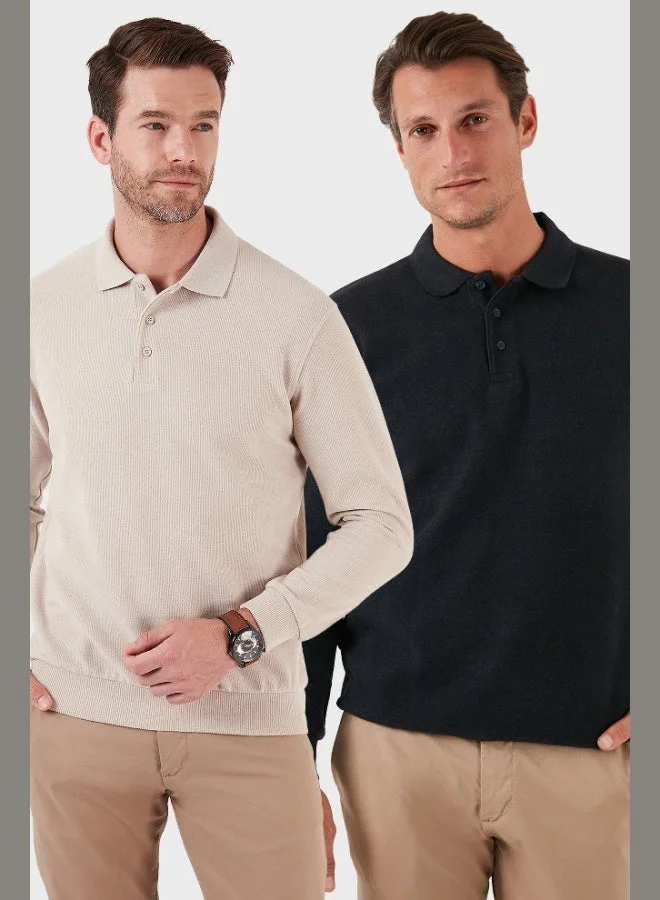 Buratti Cotton Blend Regular Fit 2-Pack Polo Collar Sweater Men's POLO COLLAR SWEATER 456223S2