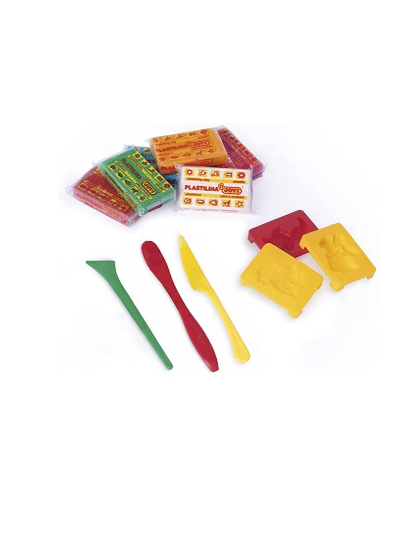 Jovi Plastilina Modelling Clay Set–6x50g Bars with Clay Cutters and Tools,PLASTALINA,158 - Image 3