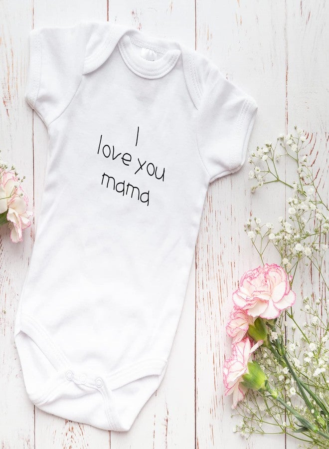 Printique Organic GOTS Certified Baby Onesie Unisex Bodysuit 0-18 months - For Mom (I Love You Mama, 0-3 Months) - Image 2