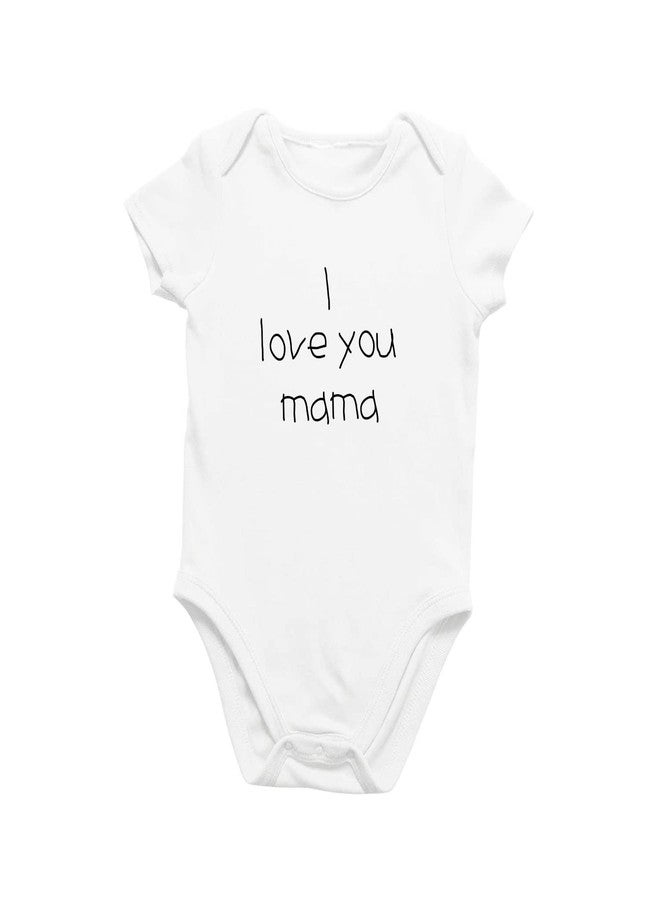 Printique Organic GOTS Certified Baby Onesie Unisex Bodysuit 0-18 months - For Mom (I Love You Mama, 0-3 Months) - Image 1