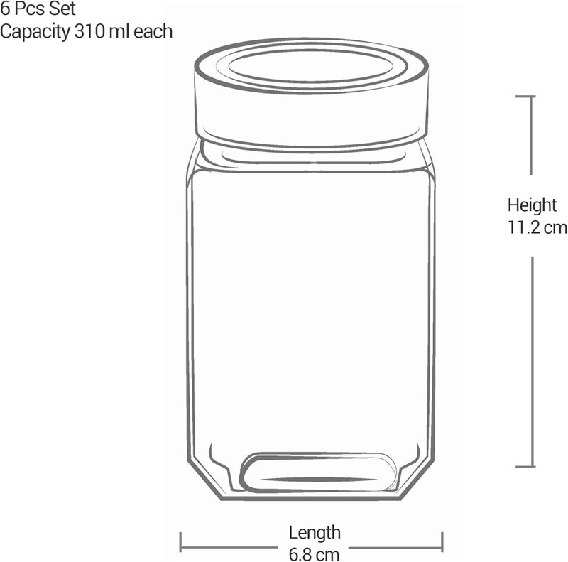 Milton Treo Glass Storage Jar Set - 310ml, 6 Pieces - Image 5