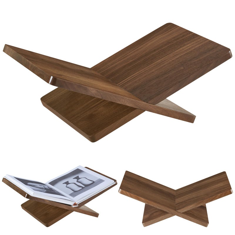 DECORANY Solid Wooden Book Stand for Desktop Display & Reading â€“15.7" x 9.4" x 5.7â€ Extra Large Wood Open Book Holder for Cookbook, Bible, Recipe, Textbook, Magazine (N. American Black Walnut) - Image 1