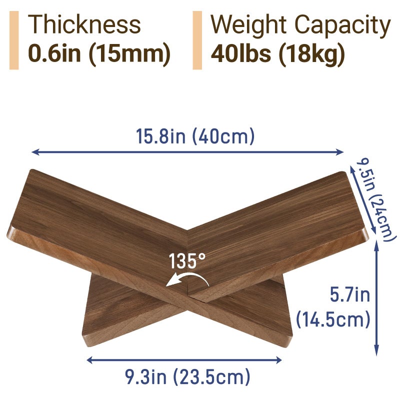 DECORANY Solid Wooden Book Stand for Desktop Display & Reading â€“15.7" x 9.4" x 5.7â€ Extra Large Wood Open Book Holder for Cookbook, Bible, Recipe, Textbook, Magazine (N. American Black Walnut) - Image 2
