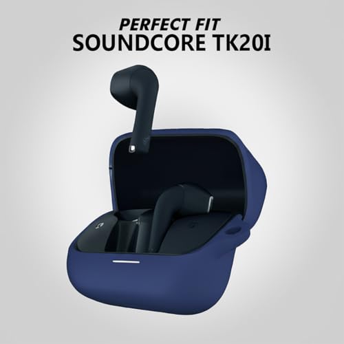 LIRAMARK غطاء سيليكون LIRAMARK مع مشبك متوافق مع Soundcore K20i (أزرق منتصف الليل) - Image 2