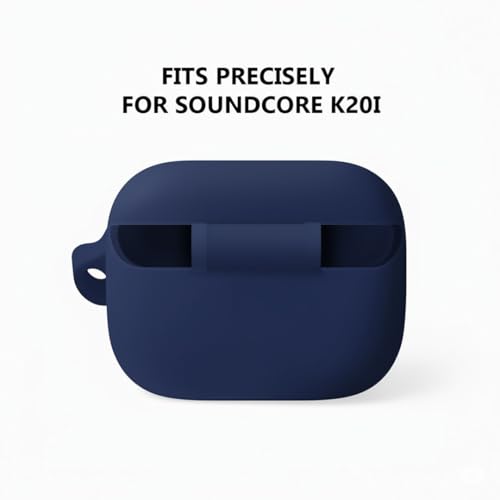 LIRAMARK غطاء سيليكون LIRAMARK مع مشبك متوافق مع Soundcore K20i (أزرق منتصف الليل) - Image 3