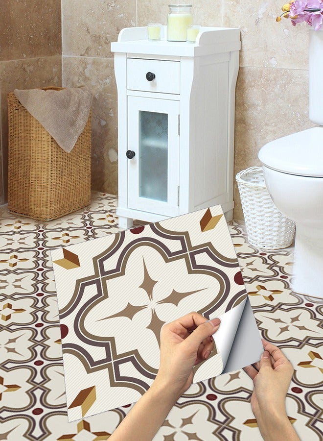 4pcs Vinyl Flooring Peel and Stick Floor Tile Stick on Floor Tile Self Adhesive Waterproof Bathroom 30 x 30cm Floor Tile for Bathroom Kitchen Bedroom Living Room  - Image 1