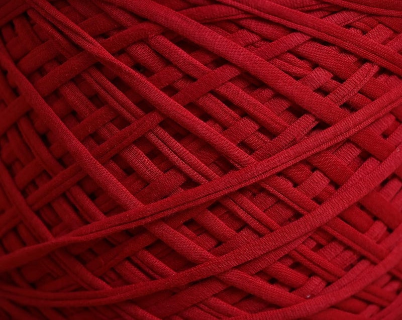 XY DECOR Hosiery Cotton-Lycra Elastic Fabric T-Shirt Yarn for Crochet/Needle Knitting Yarn Thread Dyed Hand Knitting Crochet Craft Soft, Yarn for Diy Handbags, Baskets, Carpets & Many More - (Red & Black) - Image 3