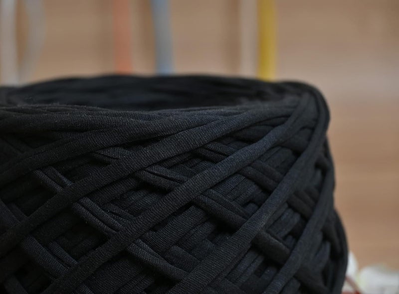 XY DECOR Hosiery Cotton-Lycra Elastic Fabric T-Shirt Yarn for Crochet/Needle Knitting Yarn Thread Dyed Hand Knitting Crochet Craft Soft, Yarn for Diy Handbags, Baskets, Carpets & Many More - (Red & Black) - Image 4
