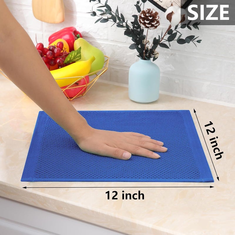Homaxy 100% Cotton Waffle Weave Kitchen Dish Cloths, Ultra Soft Absorbent Quick Drying Dish Towels, 12 x 12 Inches, 12-Pack, Blueberry - Image 5