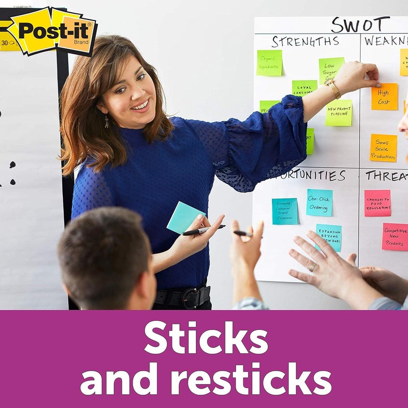 Post It ملاحظات لاصقة فائقة، قوة لاصقة 2X، 3 بوصة × 3 بوصة، 5 دفاتر/عبوة، 90 ورقة/دفتر (لون نيون) - Image 4