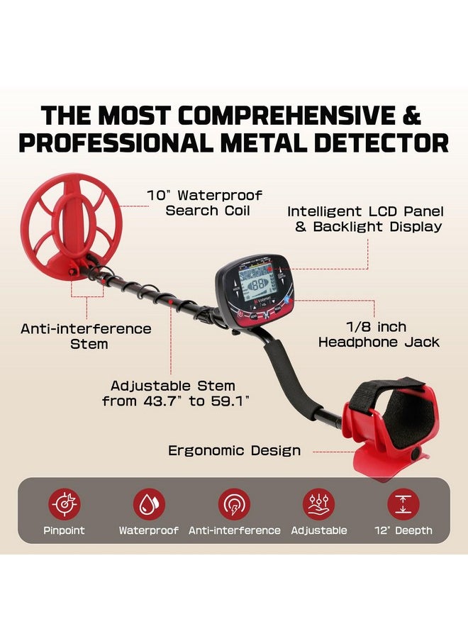 Voilamart - Metal Detector For Adults Professional, Waterproof Metal Detectors For Beach With Lcd Display, 5 Modes, Dsp Chip, 10" Ip68 Coil, Adjustable Stem - Higher Accuracy Gold Detector De Metales - Image 1