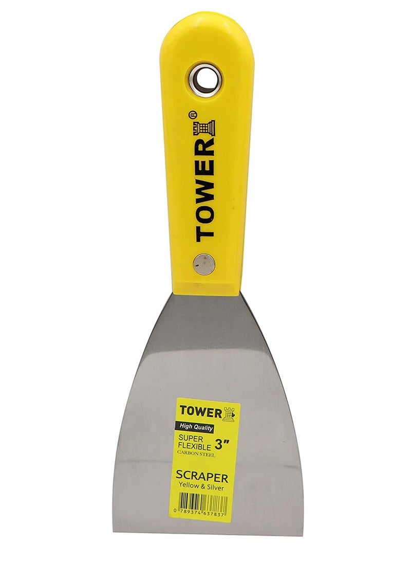 تاور سكين مفصل مرن للجبس ، والأسمنت ، والجدران الجافة بمقبض مريح ، وسكين حشو ، ومكشطة إزالة الطلاء ، ومتين قوي التحمل للتزيين ، والتشطيب ، والتجصيص ، والحشو ، 3 بوصات - Image 1