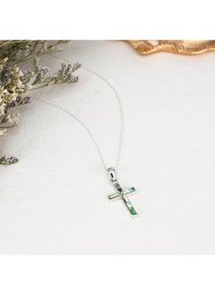 AeraVida Iridescent Cross Of Faith Abalone Shell .925 Sterling Silver Necklace, 18 Inch  - Image 2