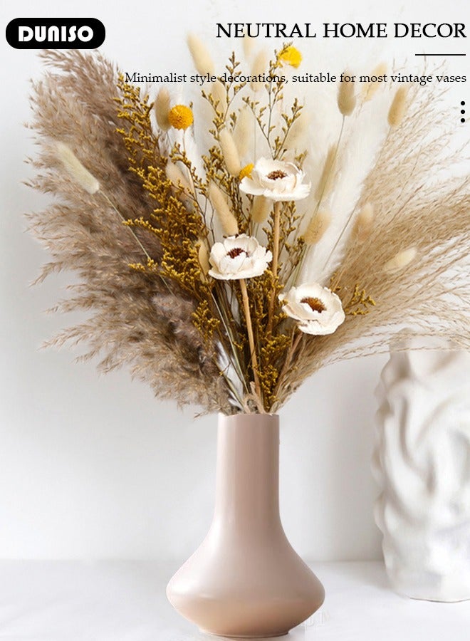DUNISO Natural Dried Pampas Grass, Bohemian Home Decor Bouquet, Dried Flowers for Wedding Floral Arrangements, Phragmites Dried Flowers Bouquet for Home Office Party Table Flowers Decoration - Image 5