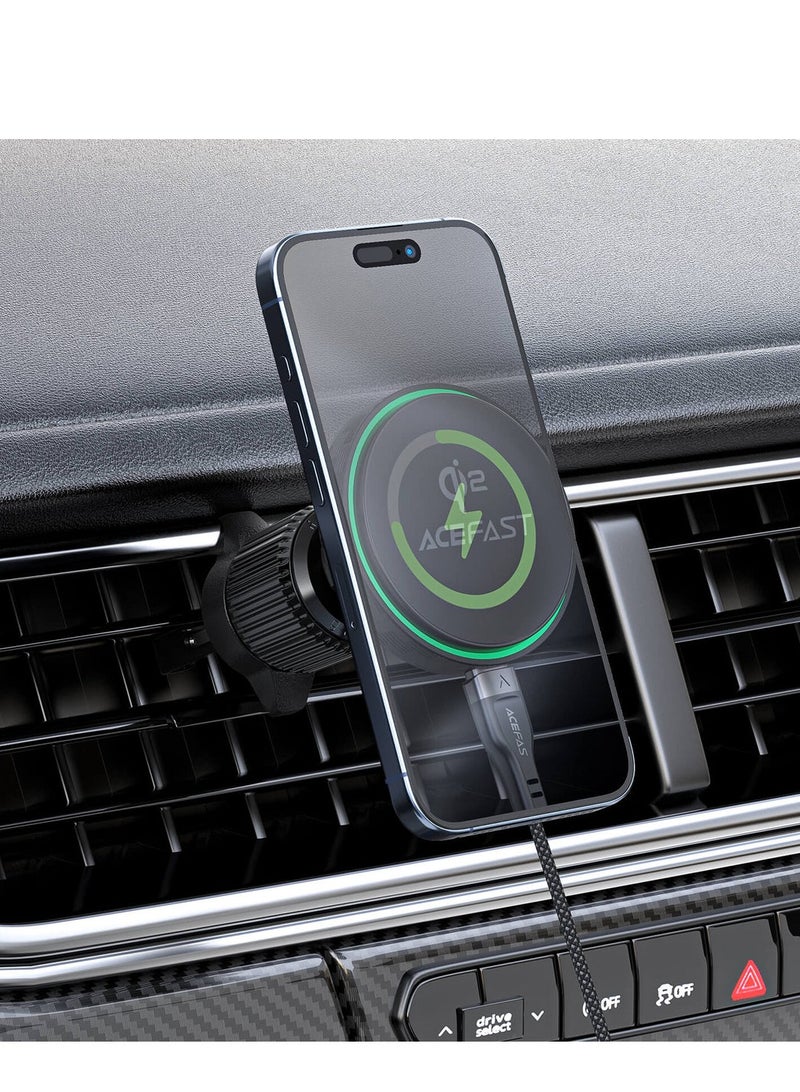 ACEFAST Strong Magnetic 15W Wireless Car Charging Holder Qi2 D33 | Fast Charging Car Mount with Auto-Align Magnet | Compatible with MagSafe & Qi-Enabled Devices | Secure Dashboard or Vent Mount | Hands-Free Navigation & Charging on the Go – Black - Image 3