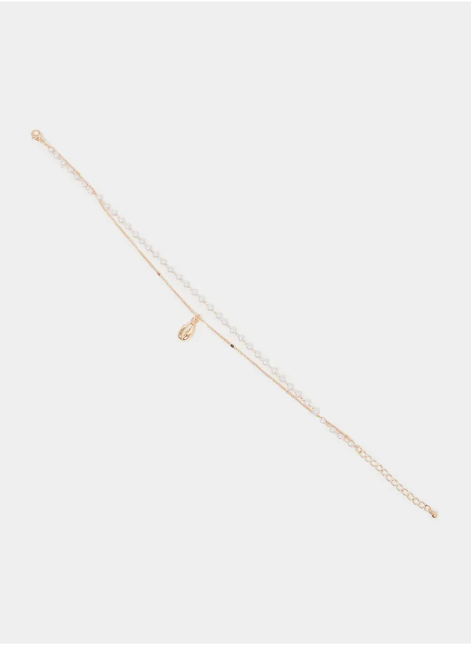 Styli Styli Faux Pearl Charm Drop Anklet