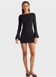 SNDYS Boat Neck Flute Sleeve Dress  - Image 1